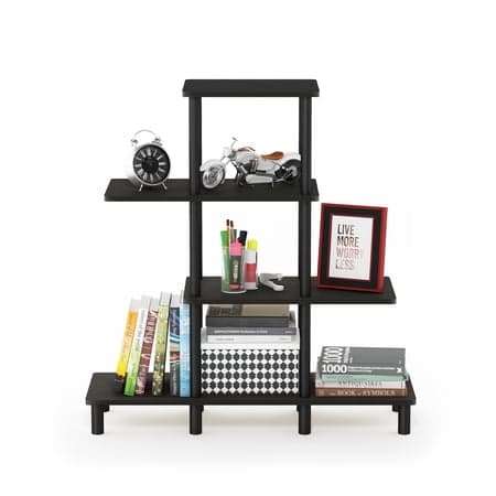 Furinno 37.01 W X 11.61 D X 39.45 H 4-Shelf Decorative Shelves, French Oak Gray and Black