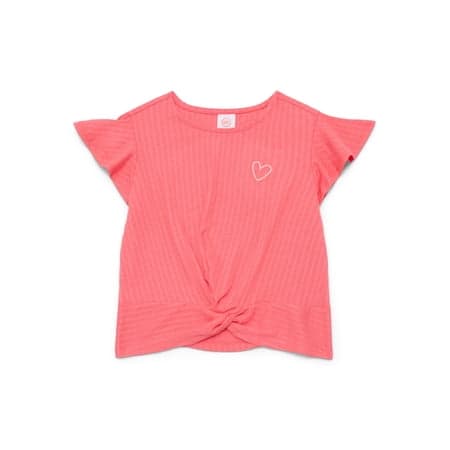 Wonder Nation Girls Blouse with Short Flounce Sleeves, Sizes 4-10