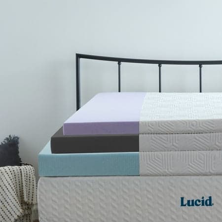 Lucid 3" Gel Memory Foam Mattress Topper, Queen - Infused with Cooling Gel and Aloe, Washable Cover