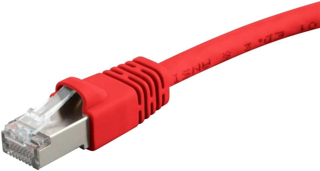 Monoprice - 124314 Cat6A Ethernet Patch Cable - Network Internet Cord - RJ45, 550Mhz, STP, Pure Bare Copper Wire, 10G, 26AWG, 0.5ft, Red