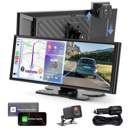 Wireless CarPlay Screen with Dual Dash Cam