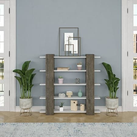 Ada Home Decor Sultan Multiple Tier Open Shelf Modern Bookcase, Walnut/White