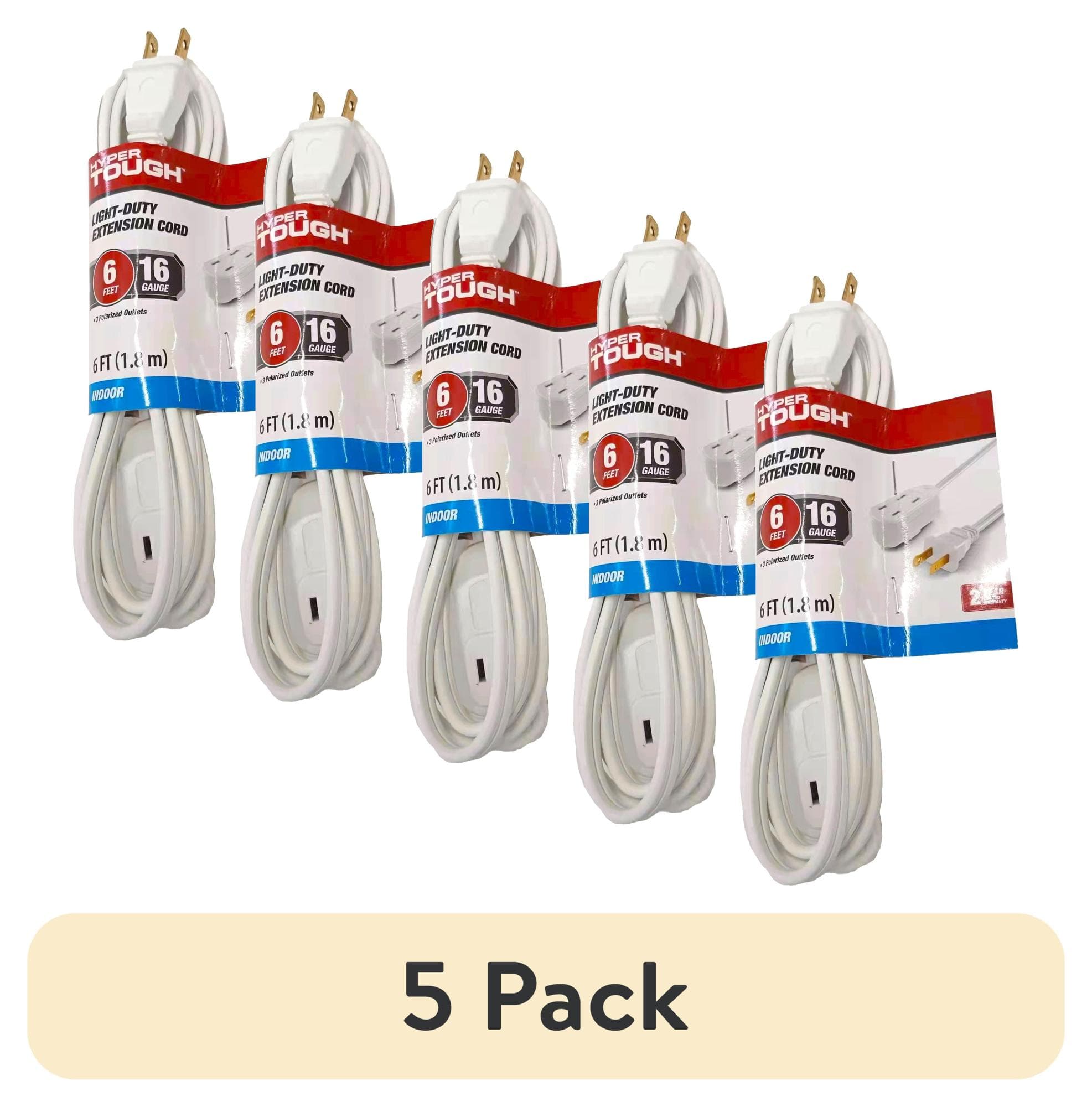 5-Pack of Hyper Tough 6' Indoor Extension Cords
