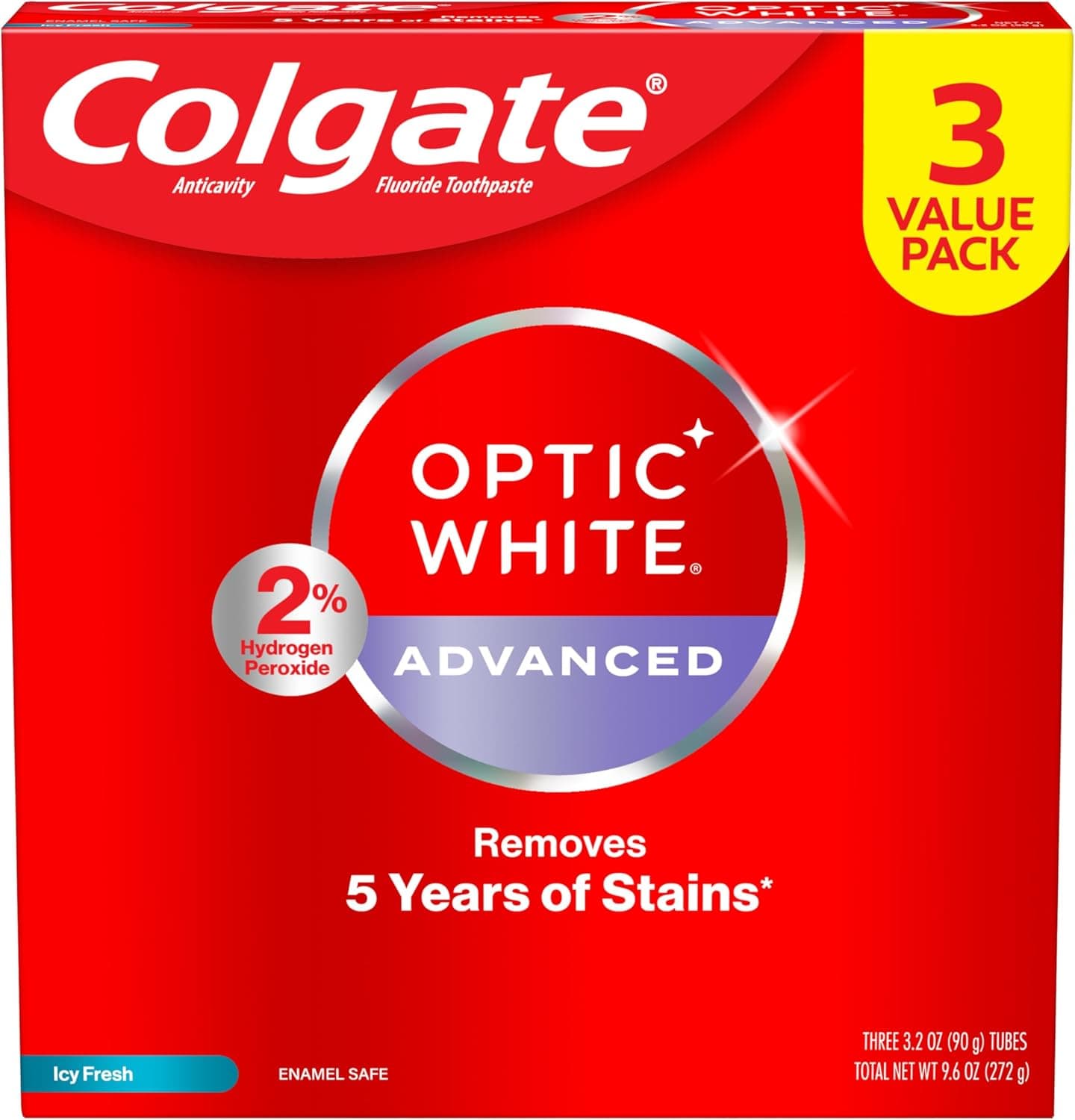 Colgate Optic White Advanced Toothpaste Pack: Whiter Teeth