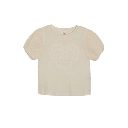 Wonder Nation Girls' Puff Sleeve Crochet Applique Top, Sizes 4-18 & Plus