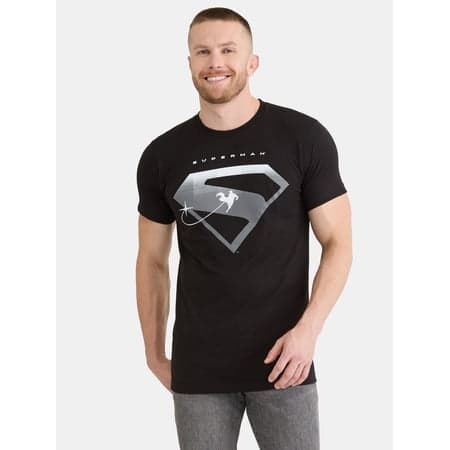 Superman Metropolis Men's & Big Men's Shield Front & Foil Back Cotton Graphic Tee, Sizes S-3XL