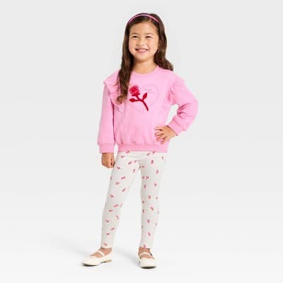 Toddler Girls' Valentine's Leggings Set - Cat & Jack™ Rose Pink 12M