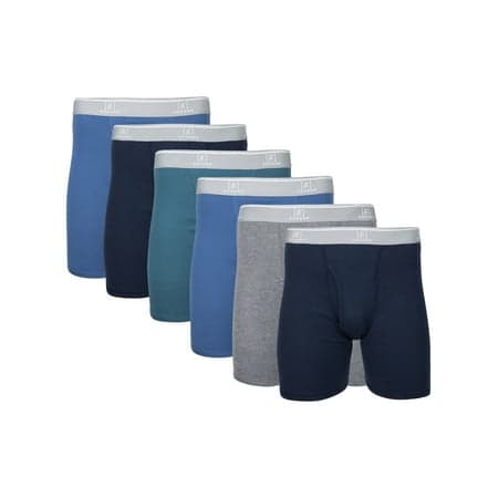 George Men's Regular Length Boxer Briefs, Assorted Colors, 6-Pack, Sizes S-3XL
