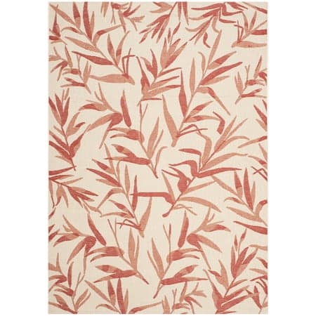 Safavieh Courtyard Alannis Botanical Indoor/Outdoor Area Rug, Beige/Terracotta, 5'3" x 7'7"