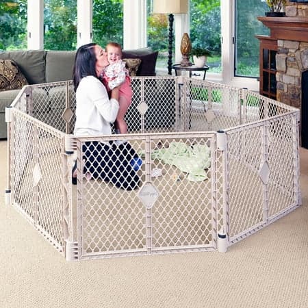 Toddleroo by North States Superyard 8-Panel Baby Play Yard for Indoor & Outdoor Use, Sand Color