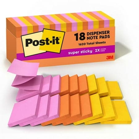Post-it Super Sticky Dispenser Pop-up Notes, 3 in x 3 in, Energy Boost, 18 Pads