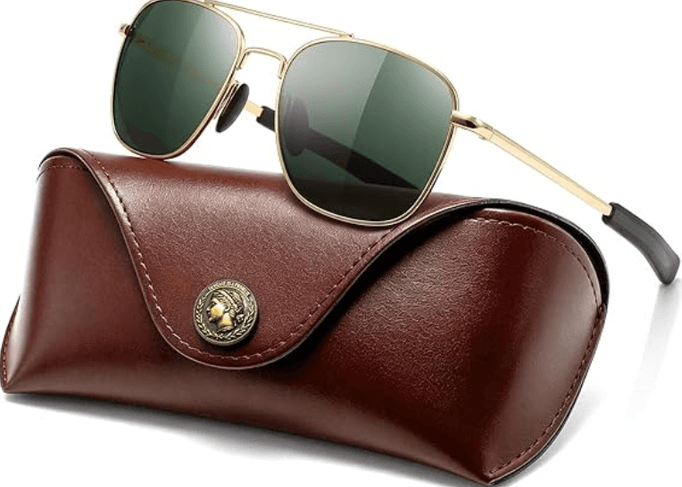 Over 50% Off Military-Style Pilot Sunglasses with Real Glass Lenses