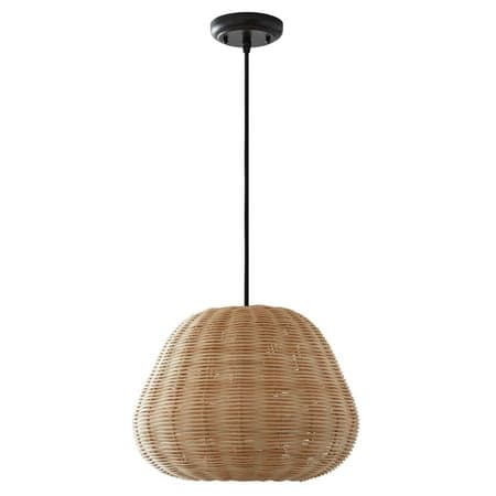 Better Homes & Gardens 50" Natural Woven Pendant LED A19 1-Light Bulb 8W(60W Equiv), Matte Black