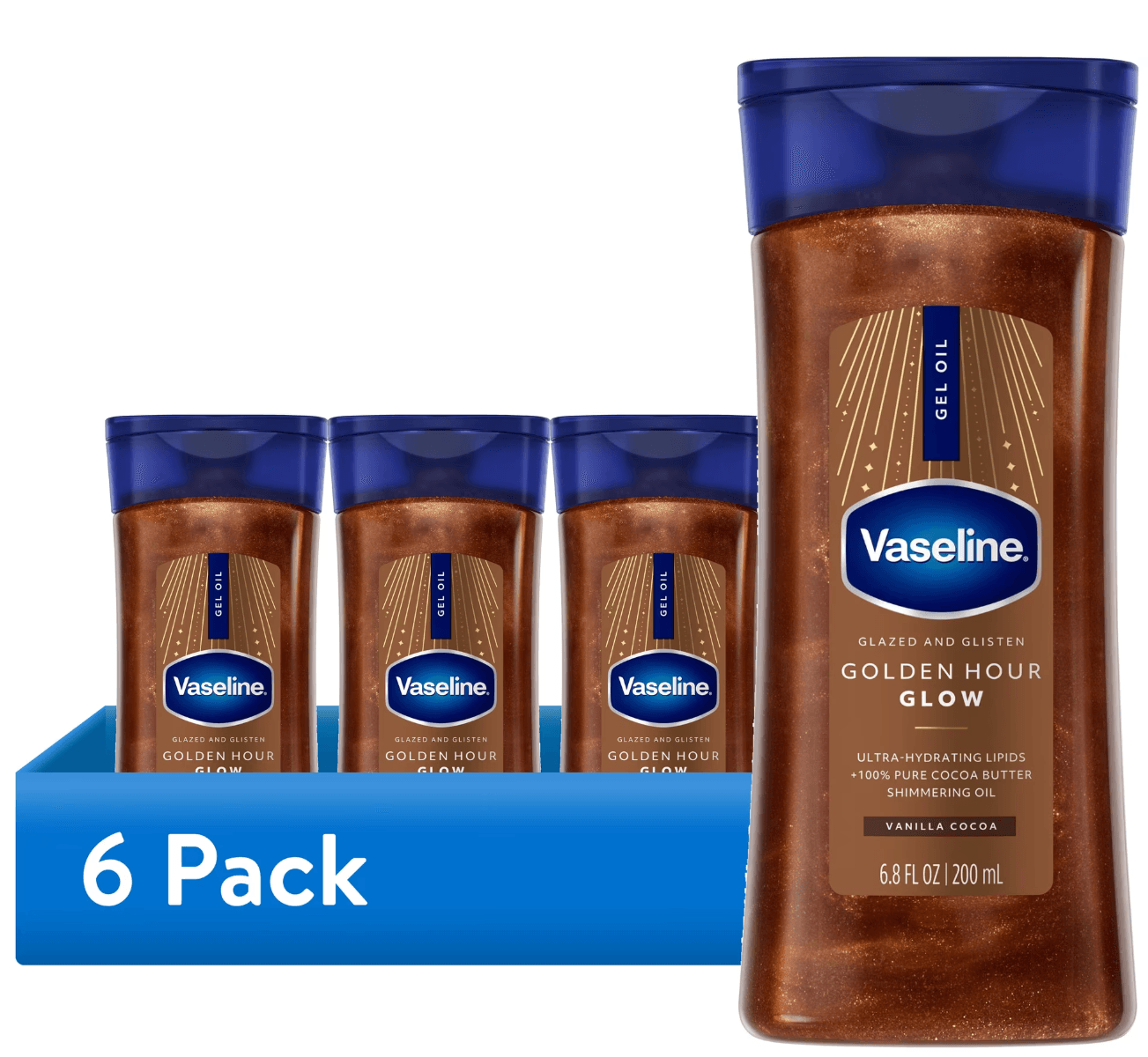 Glow with Vaseline's Golden Hour Body Gel Oil 6-Pack