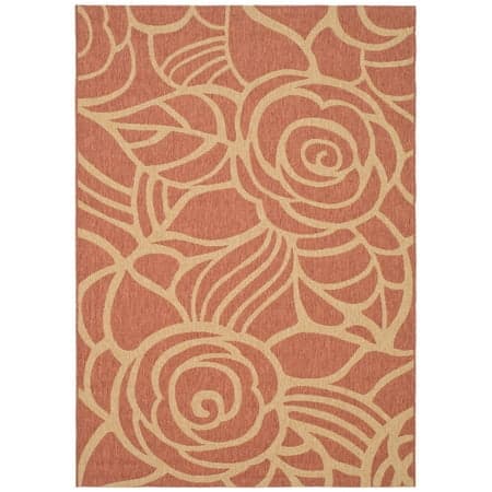 SAFAVIEH Courtyard Chester Floral Indoor/Outdoor Area Rug, 5'3" x 7'7", Rust/Sand