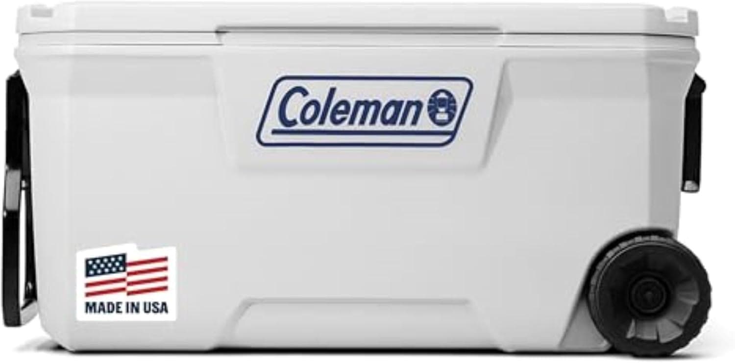 Spacious 100-Qt Coleman Marine Cooler with Wheels and UV Guard Lid