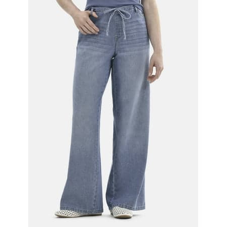 No Boundaries Mini Waistband Wide Leg Pants, Women's