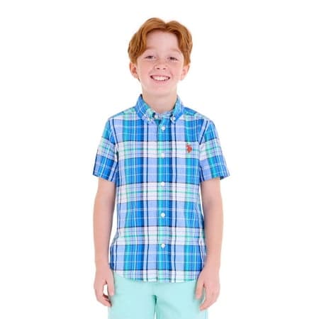 U.S. Polo Assn. Short Sleeve Button-Up Shirt for Boys, Sizes 4-18
