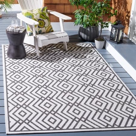 Safavieh Linden Hallam Geometric Indoor/Outdoor Area Rug, Light Gray/Charcoal, 5'3" x 7'6"