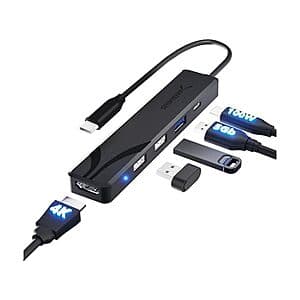 (Refurbished) Sabrent 5-In-1 4K@60Hz HDMI/USB-C Hub/Docking Station $4 + Free S&H w/ Prime