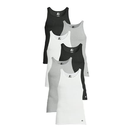 Starter Men's Breathable Tagless Tank Top Under Shirts, 6-Pack