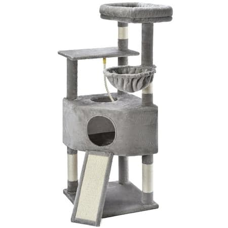 Vibrant Life 50inch Cat Tree Tower with Large Condo and Perch for Indoor Cats, Light Gray