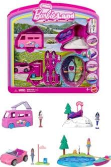 Barbie Mini BarbieLand 4-Pack Doll & Toy Vehicle Set