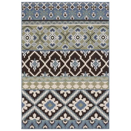 SAFAVIEH Veranda Dogon Geometric Indoor/Outdoor Area Rug, Chocolate/Blue, 5'3" x 7'7"