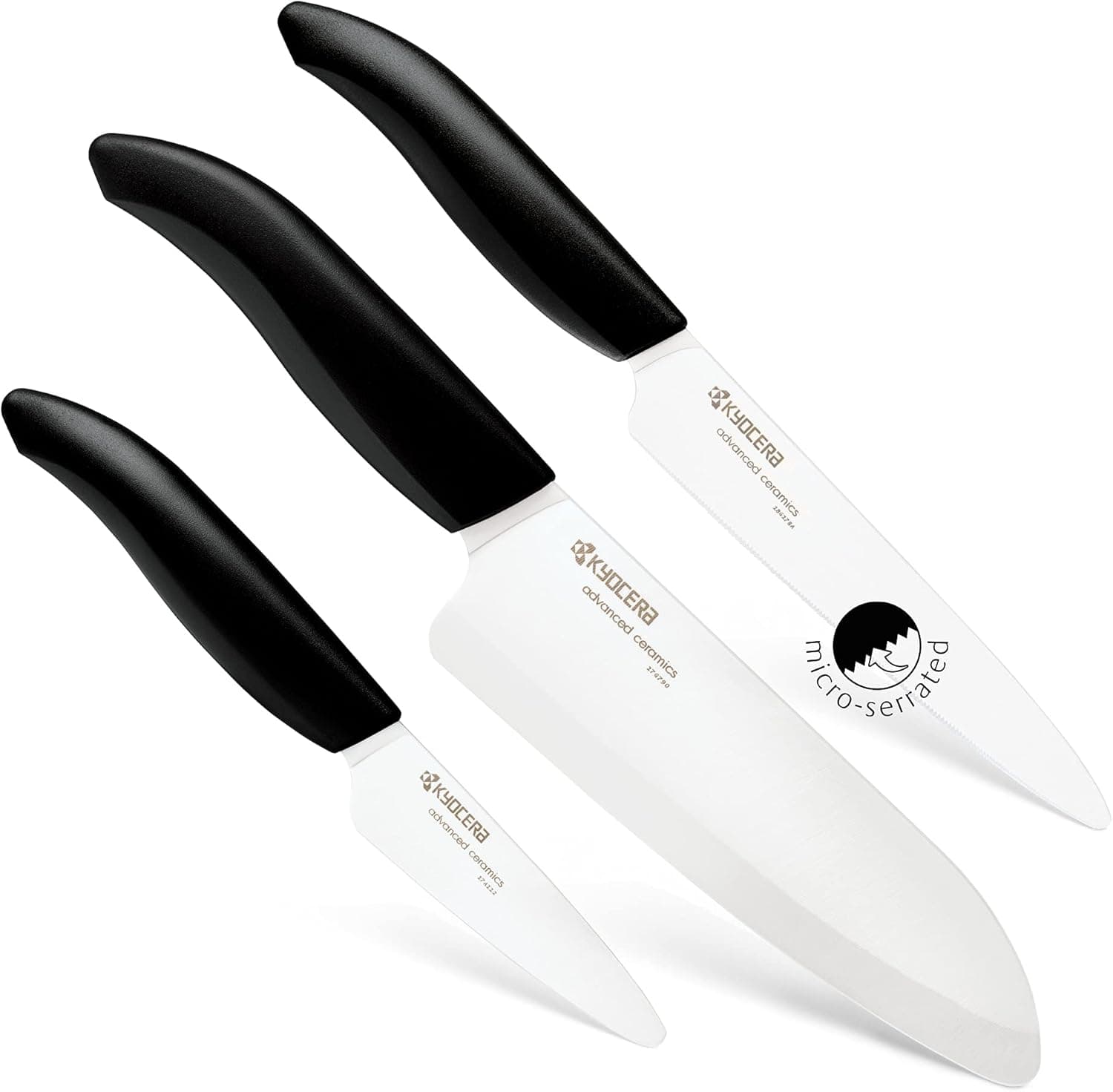 Kyocera Ceramic Knives: Chef, Micro Serrated, and Paring Knife Set