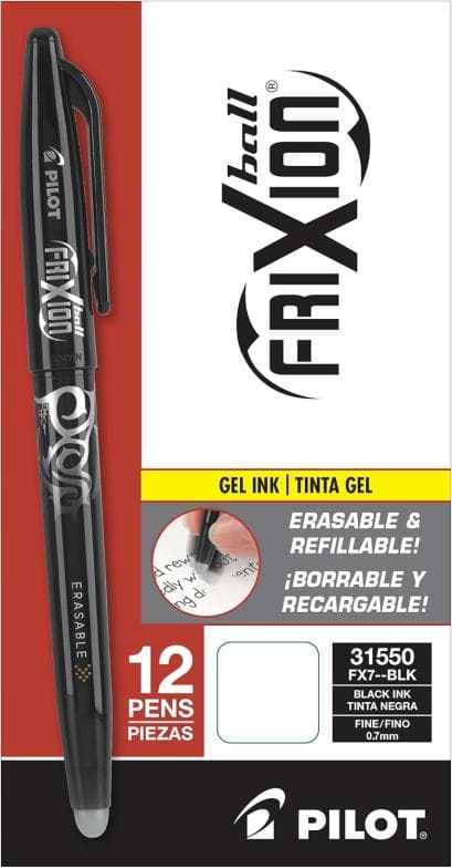 12-Pack PILOT FriXion Ball Erasable & Refillable Gel Ink Pens