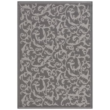 SAFAVIEH Courtyard Ava Floral Indoor/Outdoor Area Rug, Anthracite/Light Grey, 4' x 5'7"
