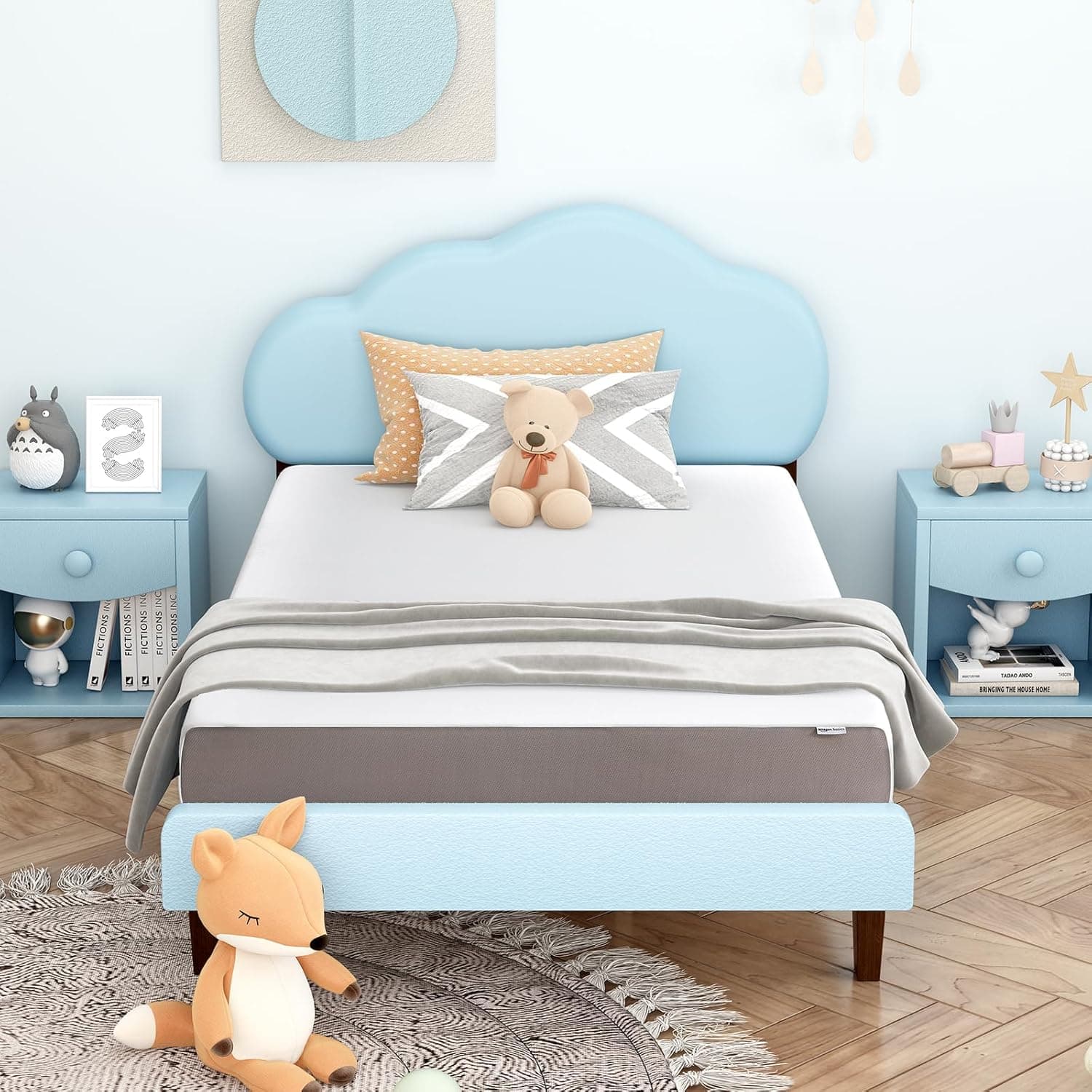Amazon Basics Memory Foam Mattress, Soft Plush Feel, Breathable, 6 Inch, Twin, White/Grey
