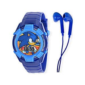 SEGA Sonic the Hedgehog Flashing LCD Watch & Earbud Set (Blue) $4