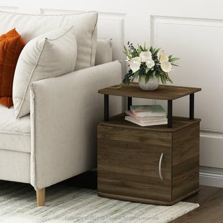Furinno JAYA Utility Design End Table, Set of Two, Columbia Walnut/Black