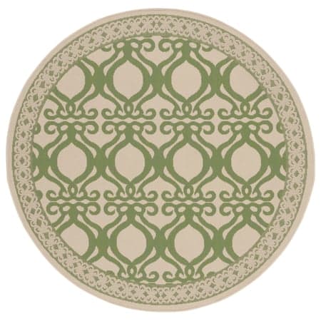 SAFAVIEH Courtyard Colton Geometric Indoor/Outdoor Area Rug, Natural/Olive, 5'3" x 5'3" Round