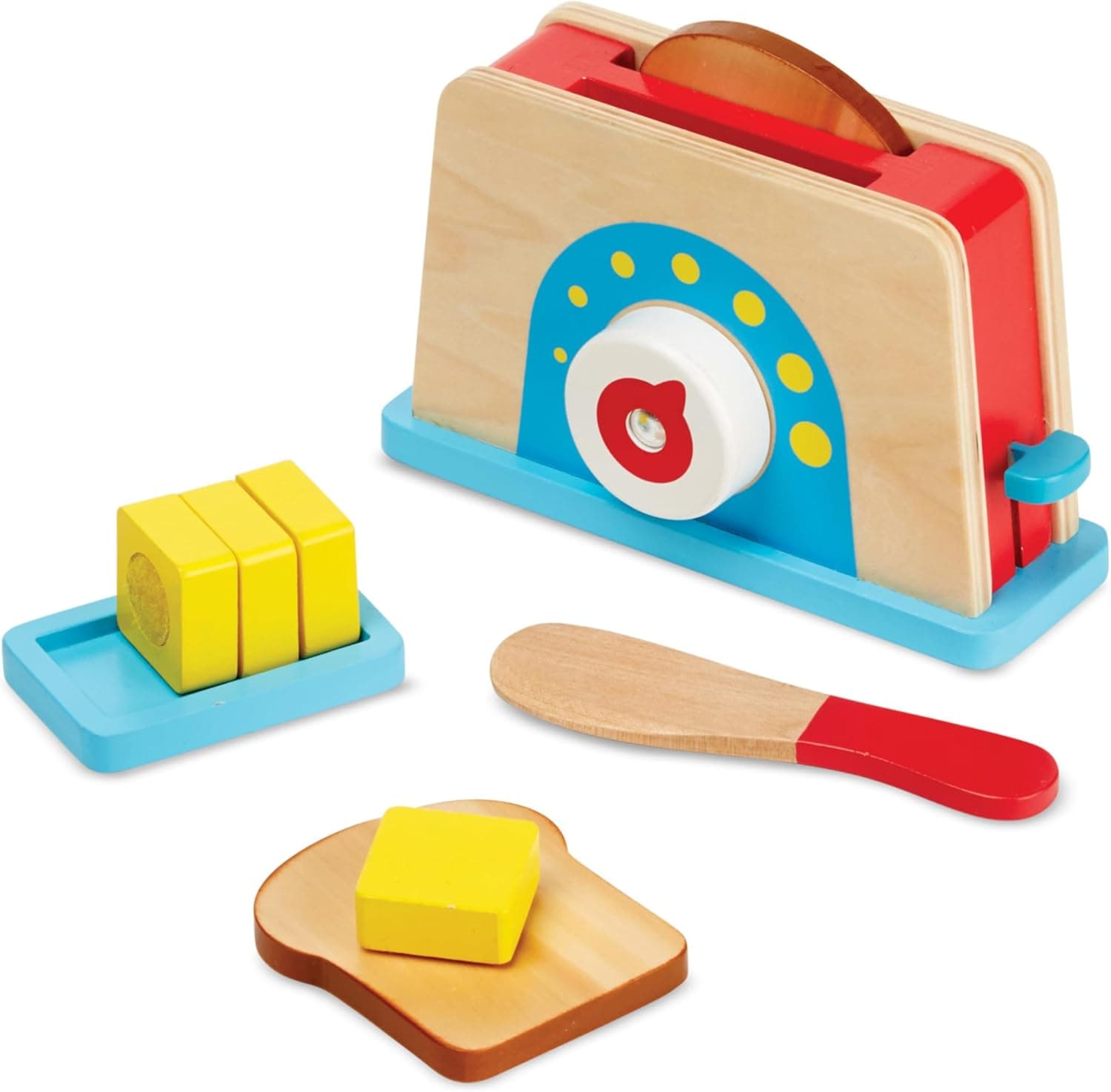 Melissa & Doug Wooden Play Toaster Set - Realistic Kitchen Fun