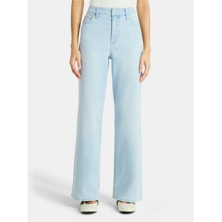 No Boundaries High Rise Baggy Wide Leg Jeans, 32" Inseam, Women's and Women's Plus Sizes XXS-4X