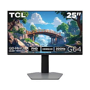 25" TCL G64 Series FHD 300Hz HDR QD-Mini LED Gaming Monitor $148 + Free S&H