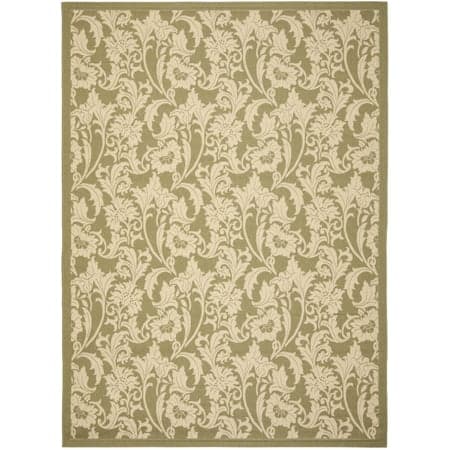 SAFAVIEH Courtyard Aubrey Floral Indoor/Outdoor Area Rug, Green/Creme, 6'7" x 9'6"