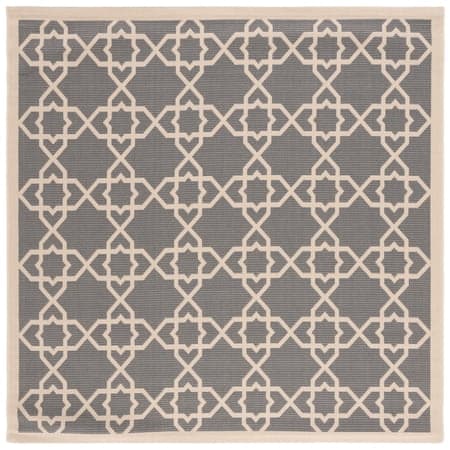 SAFAVIEH Courtyard Carol Geometric Indoor/Outdoor Area Rug, 6'7" x 6'7" Square, Grey/Beige