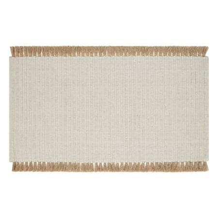 Beautiful Indoor Cotton Jute Accent Rug with Tassels by Drew Barrymore, 27 x 45 Inch Neutral