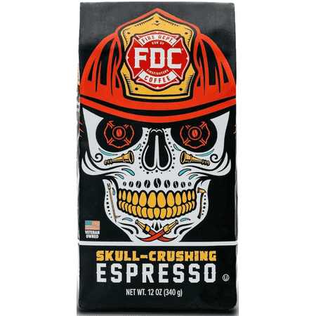 Fire Department Coffee Skull-Crushing Espresso Dark Roast Premium Ground Coffee, 12 oz