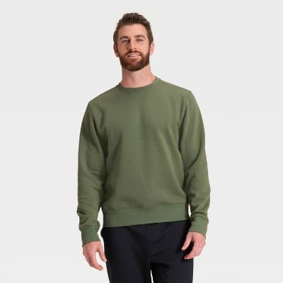 Men's Active Comfort Fleece Crewneck Sweatshirt - All In Motion™ Green XS