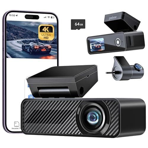Pelsee P1 Duo 4K+1080p Front & Back Dual WiFi Dash Cam Set Amazon