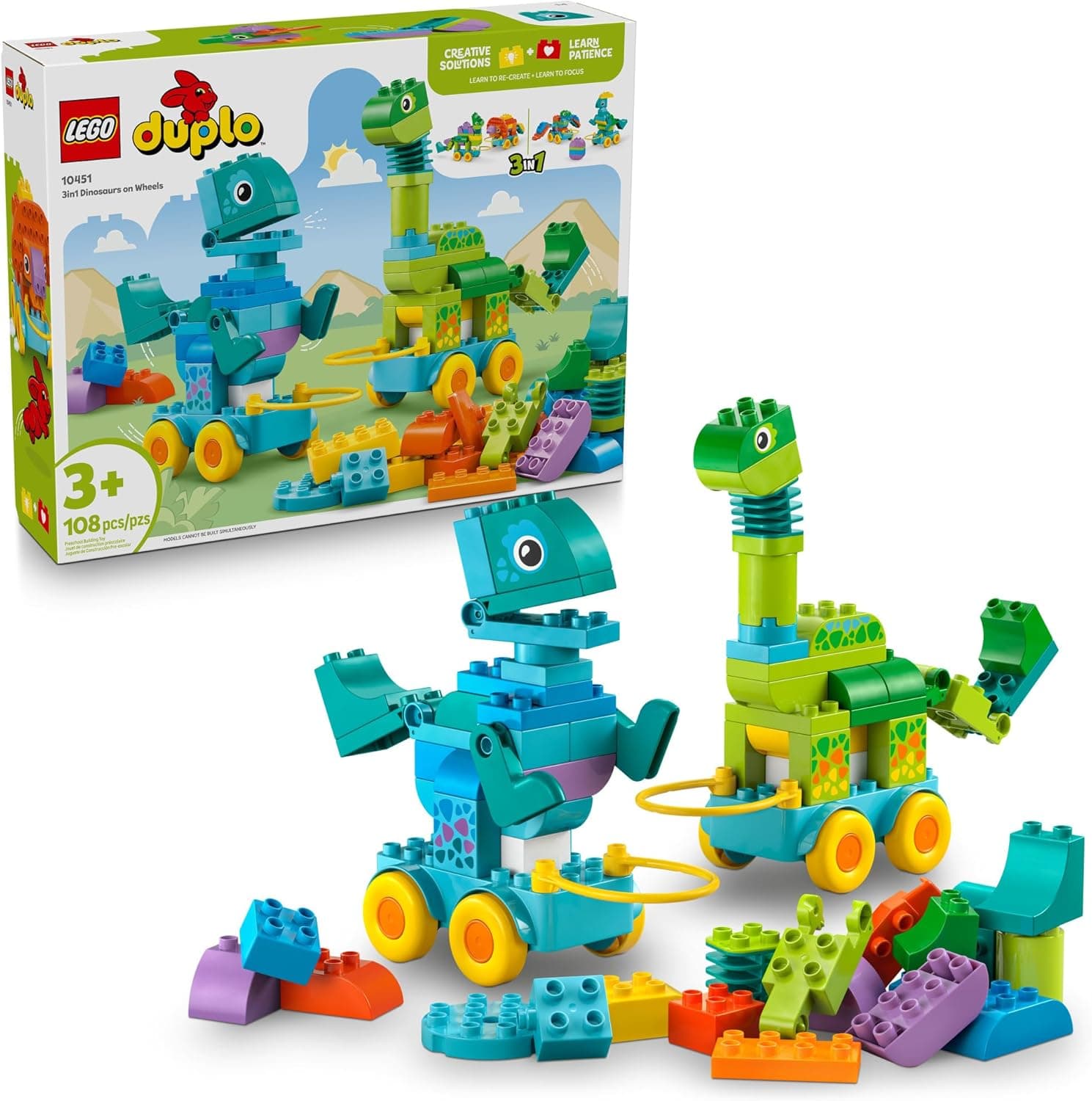 LEGO DUPLO Town 3-in-1 Dinosaur Toy for Toddlers