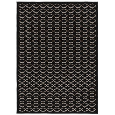 Safavieh Courtyard Hilbert Geometric Indoor/Outdoor Area Rug, Black/Beige, 5'3" x 7'7"