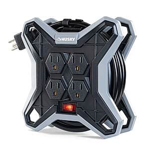 Select Stores: Husky 15' Extension Cord Reel w/ 4 Outlets (Black) $17 (In-Store Only)