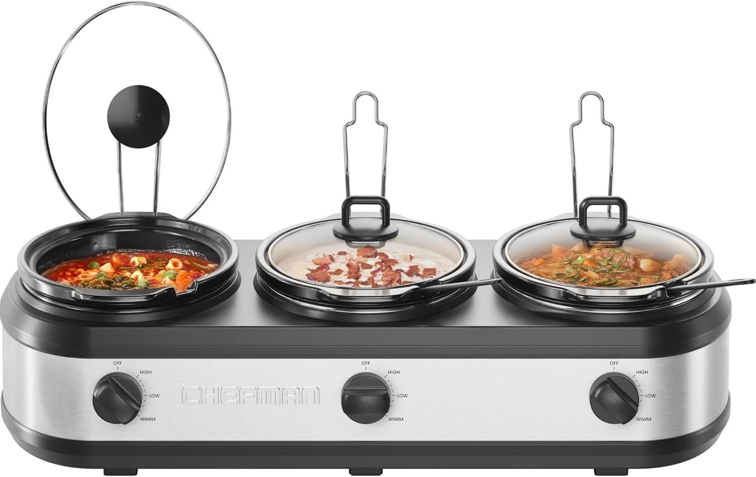 Versatile Chefman Triple Slow Cooker & Food Warmer at 43% Off