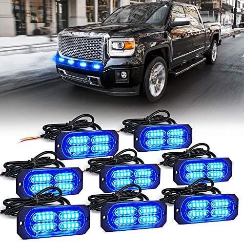 8-Pack of Bright Blue LED Grille Strobe Lights for Vehicles