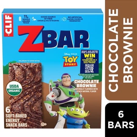 Zbar Chocolate Brownie Soft-Baked Energy Snack Bars, Organic Granola Bars, Snacks for Kids, 6ct